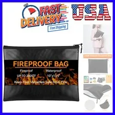 Fireproof Document Bag 10"x13.5", Waterproof Holder with Zipper for Passport,...