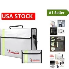 Refined 15'' Fireproof & Water-Resistant Bag with Reflective Strip for Valuables