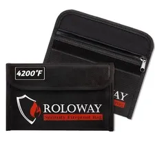 ROLOWAY Small Fireproof Bag (5 x 8 inches), Non-itchy 8 x 5 inch, Black