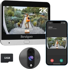 2K Video Peephole Doorbell Camera with 32GB Memory Card, Door Viewer with 4.3" C
