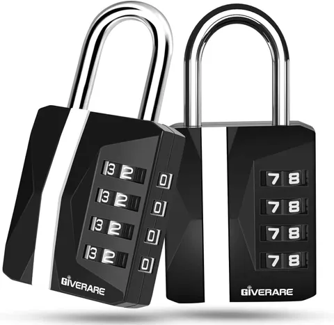 2-Pack 4-Digit Combination Padlocks, Heavy-Duty Weatherproof Outdoor Locks Black