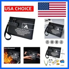 Small Fireproof Bag with Lock, Waterproof Money Bag with Zipper Pouch Envelop...