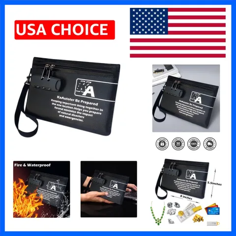 Small Fireproof Bag with Lock, Waterproof Money Bag with Zipper Pouch Envelop...