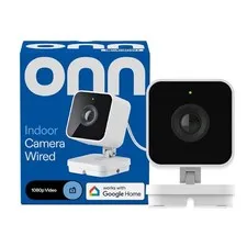 onn Indoor Camera Wired, 1080p HDR Video, with Google Home and Gemini – Search