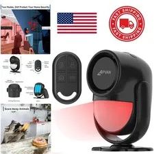 Battery Powered Motion Sensor Alarm with 328ft Remote Easy Installation Black