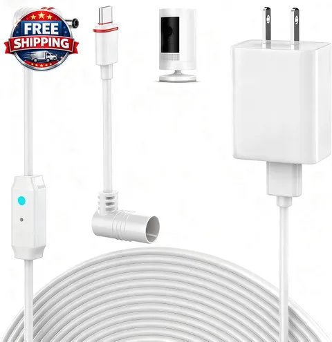 25FT Power Cord and Adapter Compatible with Ring Spotlight Cam Pro(Battery), St