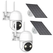 2PK Solar Camera 4MP 360° Wireless Security Camera Outdoor Solar Battery WIFI