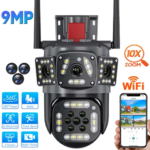 Dual Lens Security Camera Wireless 4K HD WiFi IP PTZ Home Outdoor CCTV IR Cam US
