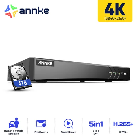 ANNKE 5IN1 4K 8MP 8CH DVR Video for CCTV Security Camera System AI Detection
