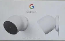New Google Nest Cam Indoor/Outdoor Wire Free Security Camera Snow 2 Pack