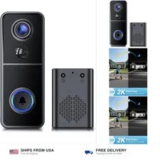 AUE Doorbell Camera Wireless, 2K HD Video Doorbell with Ring Chime, Battery O...