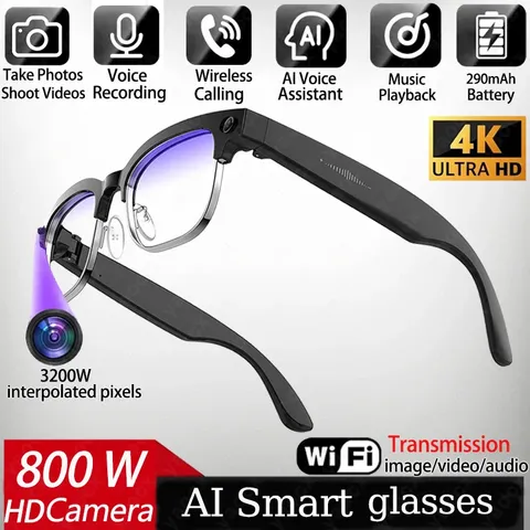 4K Smart AI Glasses 8MP Camera Recording Videos Photo Recognition Answer Transla