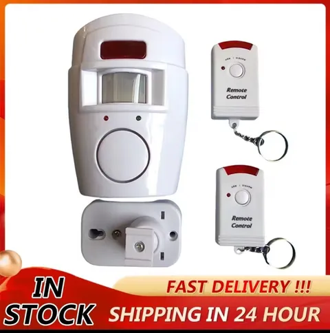 ANTI-THEFT ALARM WITH SIREN SENSOR 105 DB 2 REMOTES HOME OFFICE SHOP