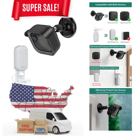 Complete Installation Kit: Weatherproof Blink Camera Mount with Sync Module Base