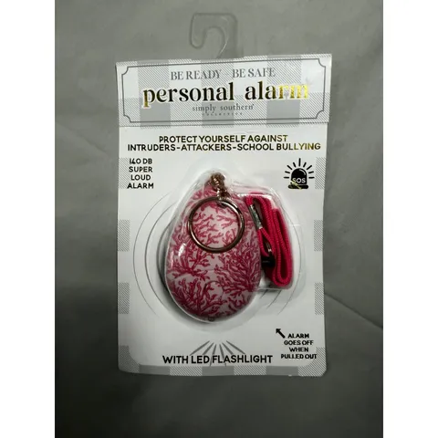 Simply Southern Personal Alarm 140dB Pink Reef LED Flashlight Keychain Safety