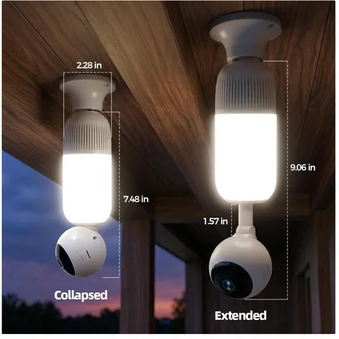 2K HD Light Bulb Security Camera with Night Vision