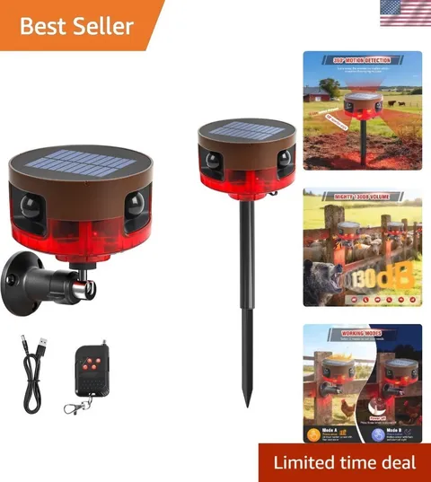Solar Outdoor Motion Sensor Alarm-Dog Barking or Gunshot Sound | 130dB Noise,...