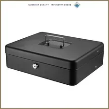 Money Safe Box with Key Lock, Cash Tray and Lightweight Design for Easy Carry