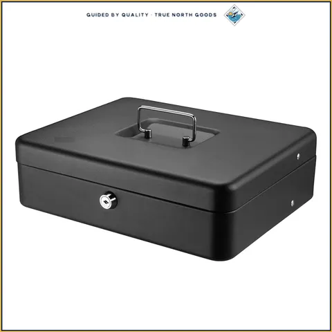 Money Safe Box with Key Lock, Cash Tray and Lightweight Design for Easy Carry