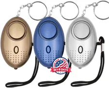 3 Alarmas Personales 145DB con Luz LED Llavero Seguridad Emergencia