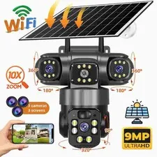 Solar Battery Powered Wireless WiFi Outdoor Pan/Tilt Home Security Camera System