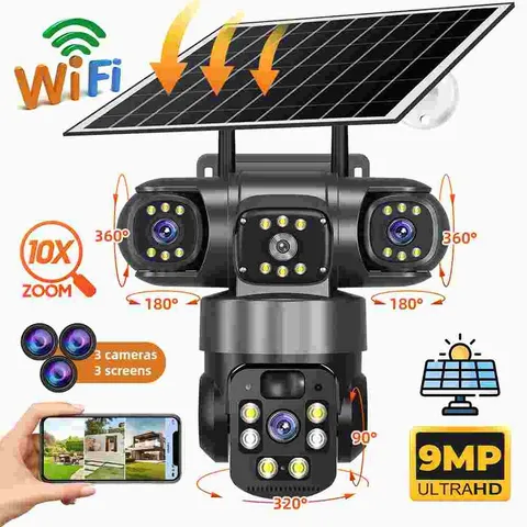 Solar Battery Powered Wireless WiFi Outdoor Pan/Tilt Home Security Camera System