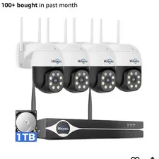 Hiseeu 4K 8MP 4-Cam Kit 1TB HDD 16CH NVR Dual-Band WiFi Alexa