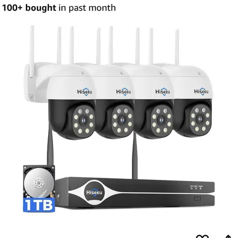 Hiseeu 4K 8MP 4-Cam Kit 1TB HDD 16CH NVR Dual-Band WiFi Alexa