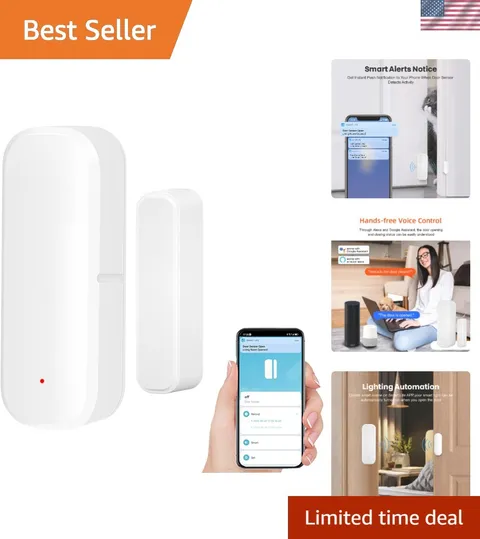 Compact WiFi Door Sensor with Instant Alerts & Long Battery Life - No Hub Needed