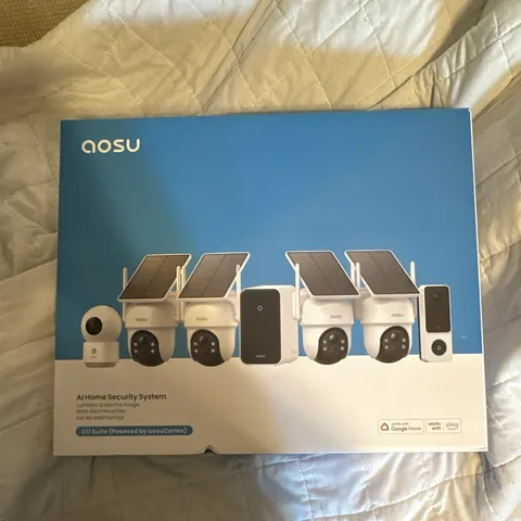 AOSU 3K Solar Security Camera System 4 Cam Kit + 2K Doorbell & Indoor Cam NEW