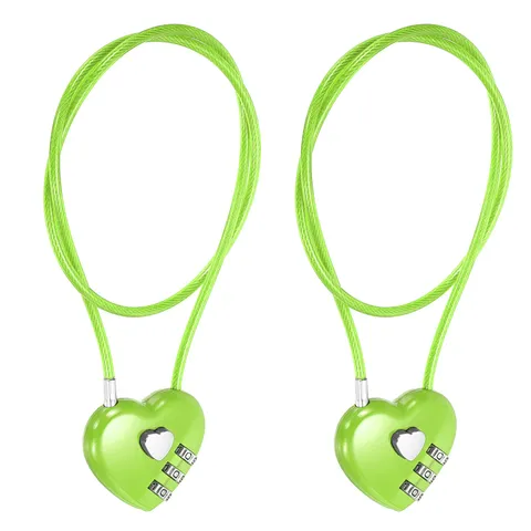 Combination Padlock (19.7 Inch, Green)(2Pcs), 3-Digit Heart Shaped Combo Padlock