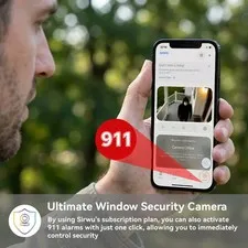 BLACK - SIRWU WINDOW CAMERA, WINDOW SECURITY CAMERA WITH NIGHT VISION, 3MP 2K