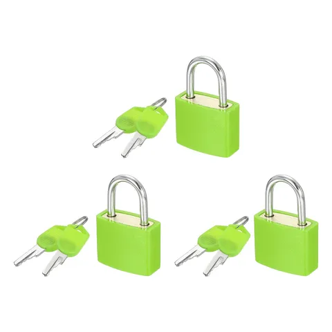 3 Pcs Padlock with Keys Shackle Waterproof Keyed Locks Green