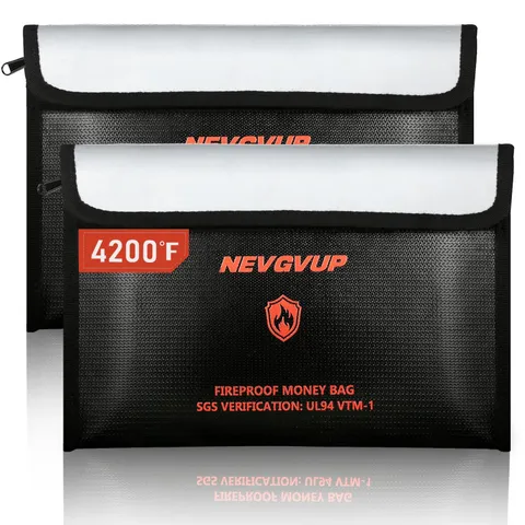 Small Fireproof Document Money Bags Waterproof Safe Pouch 2 Packs Unit