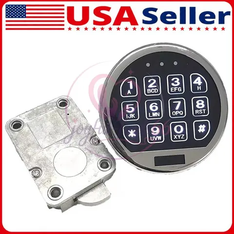 Electronic Safe Lock LED Keypad Chrome Gun Safe Lock Replacement With Swing Bolt