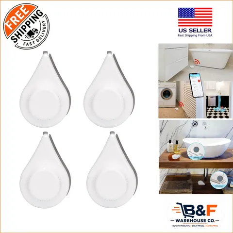 Smart Zigbee Water Leak Sensor 4-Pack with 120 dB Alarm & Battery Included