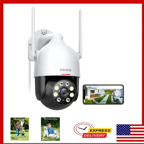 DEKCO 2K Outdoor WiFi Security Camera, Pan-Tilt Dome, Night Vision