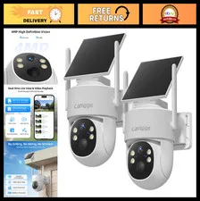 2K Wireless Solar Security Cameras - Outdoor WiFi, Color Night Vision, 2-Way Aud