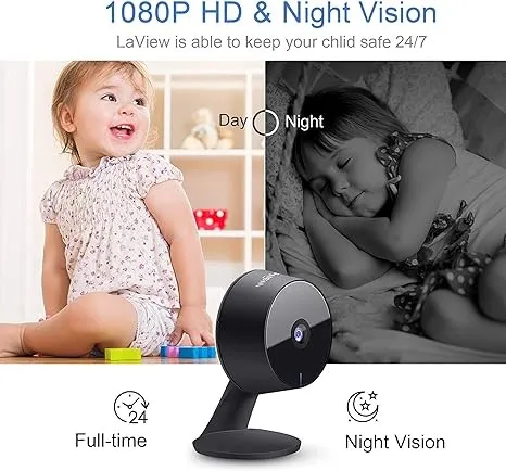 LaView Security Cameras 4pcs Home Security Camera Indoor 1080P LV-PWF1 - Black