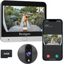 Peephole Camera,  2K Wireless Door Camera with Doorbell, 4.3″ Monitor, AI Motion