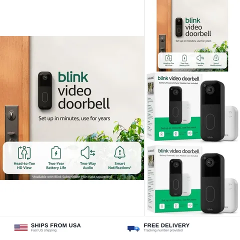 Blink Video Doorbell – Head-to-toe HD view, two-year battery life, and simple...