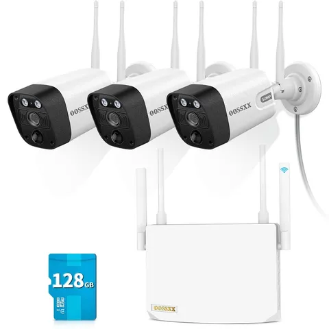 5MP Wireless Security Camera System, 3-Cam WiFi Home Security System