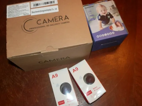 Lot of 4 Unbranded Wire-Free Home Security Cameras Untested, For Parts or Repair