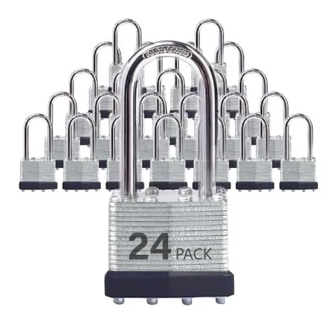 Keyed Alike Laminated Steel Padlocks with Long Shackle for 24P,Long Shackle