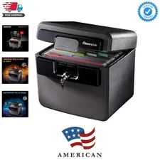 Fireproof Waterproof Safe for Home Documents, Key Lock File Box, Black, HD410...