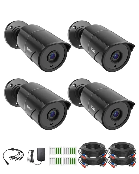 ZOSI 4 Pack 1080p Home Security Cameras with Audio Recording Built in Microphone