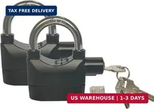 2PCS 110dB Alarm Padlock Anti-Theft Security Lock with 3 Keys Bike Door Gate