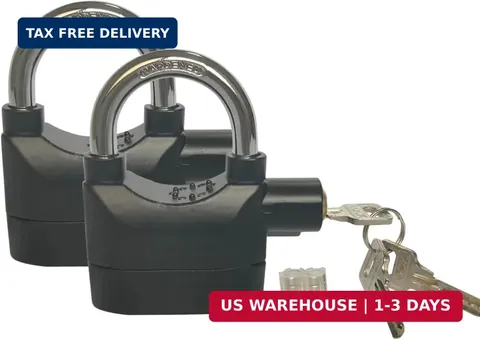 2PCS 110dB Alarm Padlock Anti-Theft Security Lock with 3 Keys Bike Door Gate