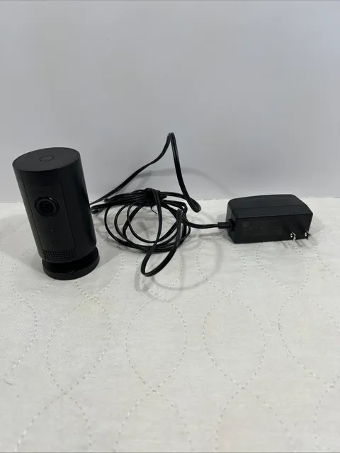 Ring Indoor Cam Black Wired Surveillance Camera 1080p Night Vision Alexa