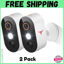 2 Pack Wireless Security Camera System Smart Night Vision Outdoor WiFi Cameras
